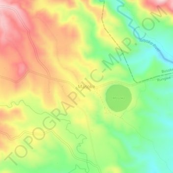 Mapa topográfico Masoko, altitud, relieve