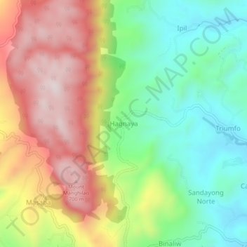 Mapa topográfico Hagnaya, altitud, relieve