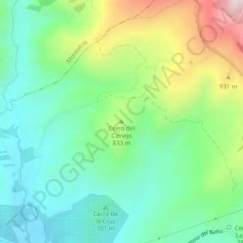Mapa topográfico Cerro del Conejo, altitud, relieve