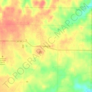 Mapa topográfico Fairdealing, altitud, relieve
