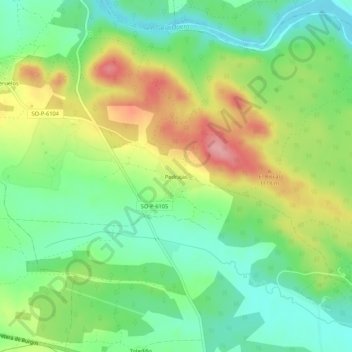 Mapa topográfico Pedrajas, altitud, relieve