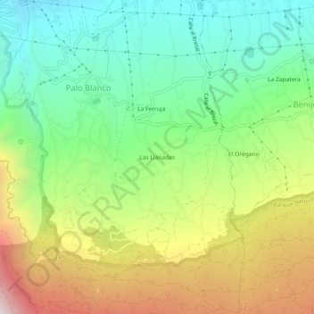 Mapa topográfico Las Llanadas, altitud, relieve