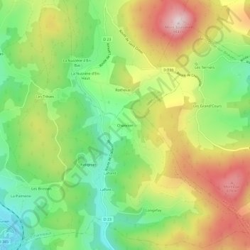 Mapa topográfico Chanrion, altitud, relieve