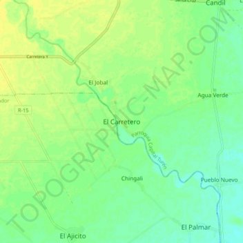 Mapa topográfico El Carretero, altitud, relieve