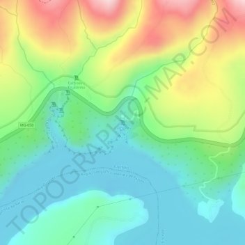 Mapa topográfico Cachoeira Lagoa Azul, altitud, relieve
