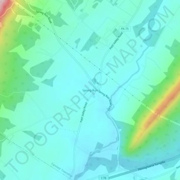 Mapa topográfico Spring Run, altitud, relieve