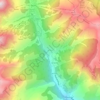 Mapa topográfico La Foux, altitud, relieve