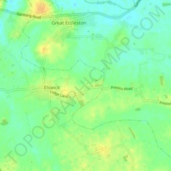 Mapa topográfico Crossmoor, altitud, relieve
