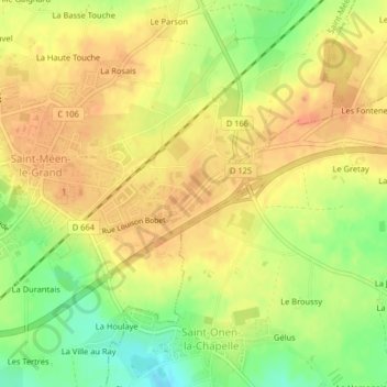Mapa topográfico Zone industrielle du Maupas, altitud, relieve