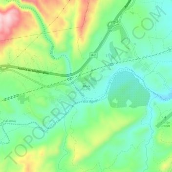 Mapa topográfico Alfaix, altitud, relieve