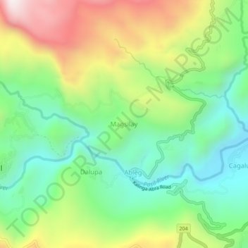 Mapa topográfico Magsilay, altitud, relieve
