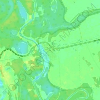 Mapa topográfico Puerto Almacen, altitud, relieve