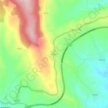 Mapa topográfico A Trepa, altitud, relieve