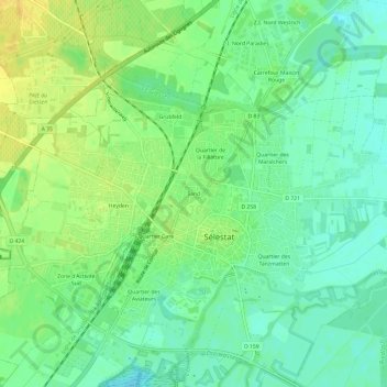 Mapa topográfico Sand, altitud, relieve