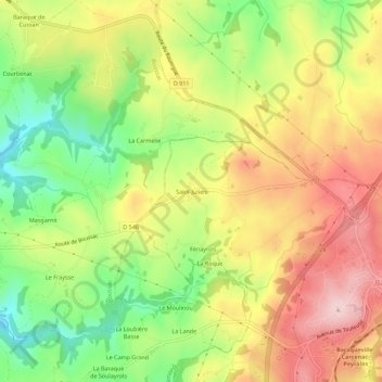 Mapa topográfico Saint-Julien, altitud, relieve