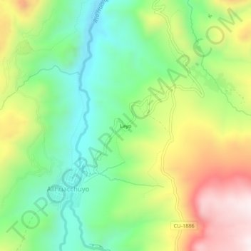 Mapa topográfico Layo, altitud, relieve