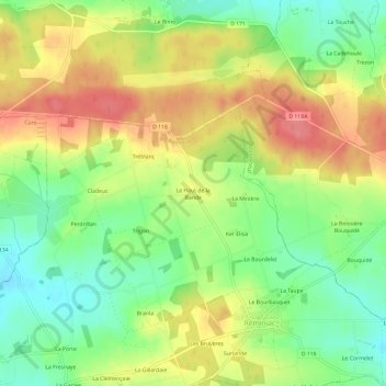 Mapa topográfico Le Haut de la Bande, altitud, relieve