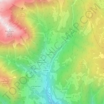Mapa topográfico Matzlaun, altitud, relieve