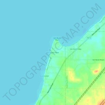 Mapa topográfico Van Buren Point, altitud, relieve