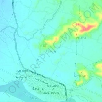 Mapa topográfico Libtong, altitud, relieve