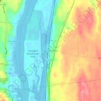 Mapa topográfico Schodack Landing, altitud, relieve