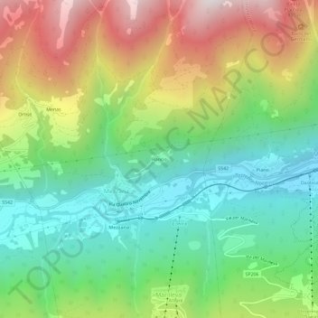 Mapa topográfico Roncio, altitud, relieve
