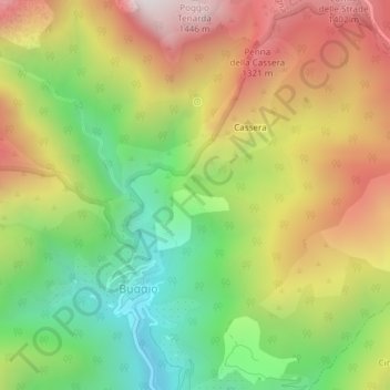 Mapa topográfico La Brighetta, altitud, relieve