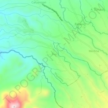 Mapa topográfico Tua, altitud, relieve