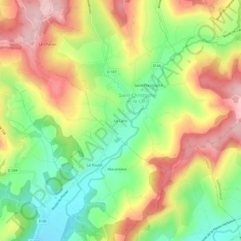 Mapa topográfico Le Laris, altitud, relieve