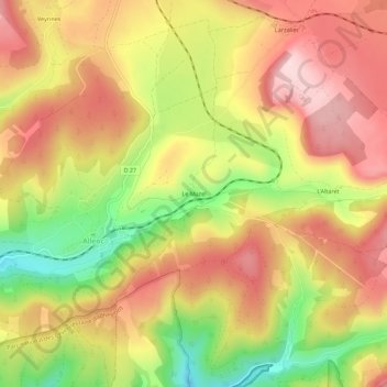 Mapa topográfico Le Mazel, altitud, relieve