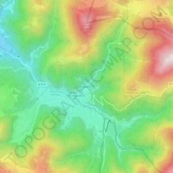Mapa topográfico Espiadet, altitud, relieve