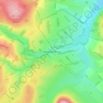 Mapa topográfico Longformacus, altitud, relieve