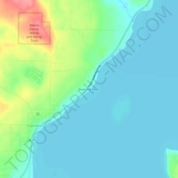 Mapa topográfico Royal Oak Beach, altitud, relieve
