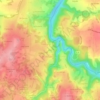 Mapa topográfico Vitrat, altitud, relieve