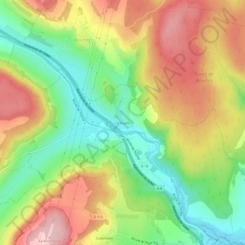 Mapa topográfico Le Voyen, altitud, relieve