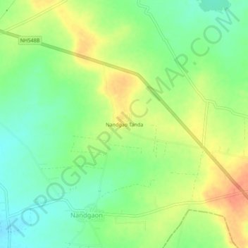 Mapa topográfico Nandgao Tanda, altitud, relieve