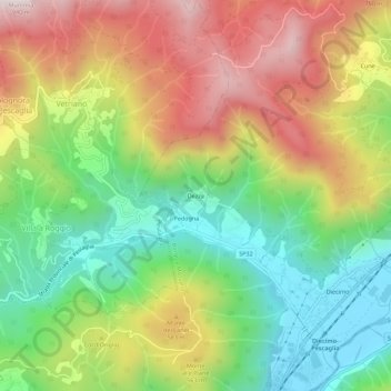 Mapa topográfico Dezza, altitud, relieve