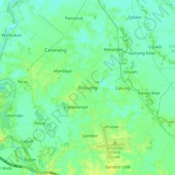 Mapa topográfico Binuang, altitud, relieve