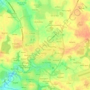 Mapa topográfico Pont Amis, altitud, relieve