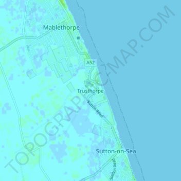 Mapa topográfico Trusthorpe, altitud, relieve