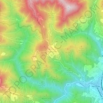 Mapa topográfico Cavarzano, altitud, relieve