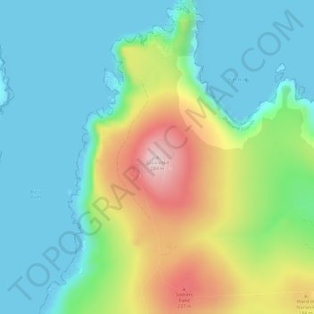 Mapa topográfico Saxa Vord, altitud, relieve