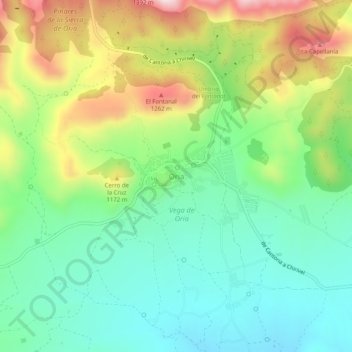 Mapa topográfico Oria, altitud, relieve