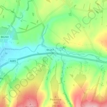 Mapa topográfico Gaisgill, altitud, relieve