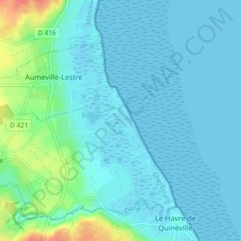 Mapa topográfico La Dune, altitud, relieve