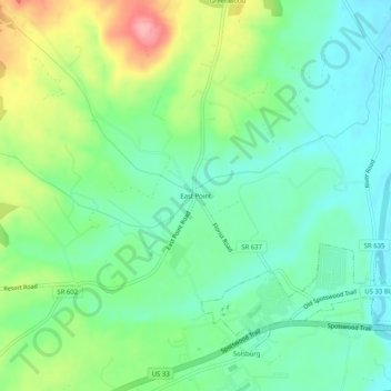 Mapa topográfico East Point, altitud, relieve