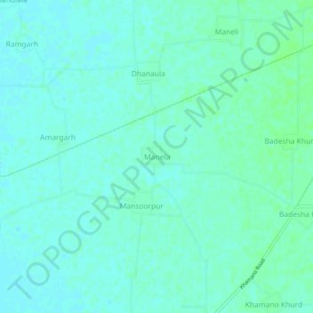 Mapa topográfico Manela, altitud, relieve