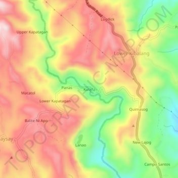 Mapa topográfico Kulafu, altitud, relieve