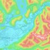Mapa topográfico Kent, altitud, relieve