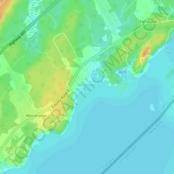 Mapa topográfico Anchorage Bay, altitud, relieve